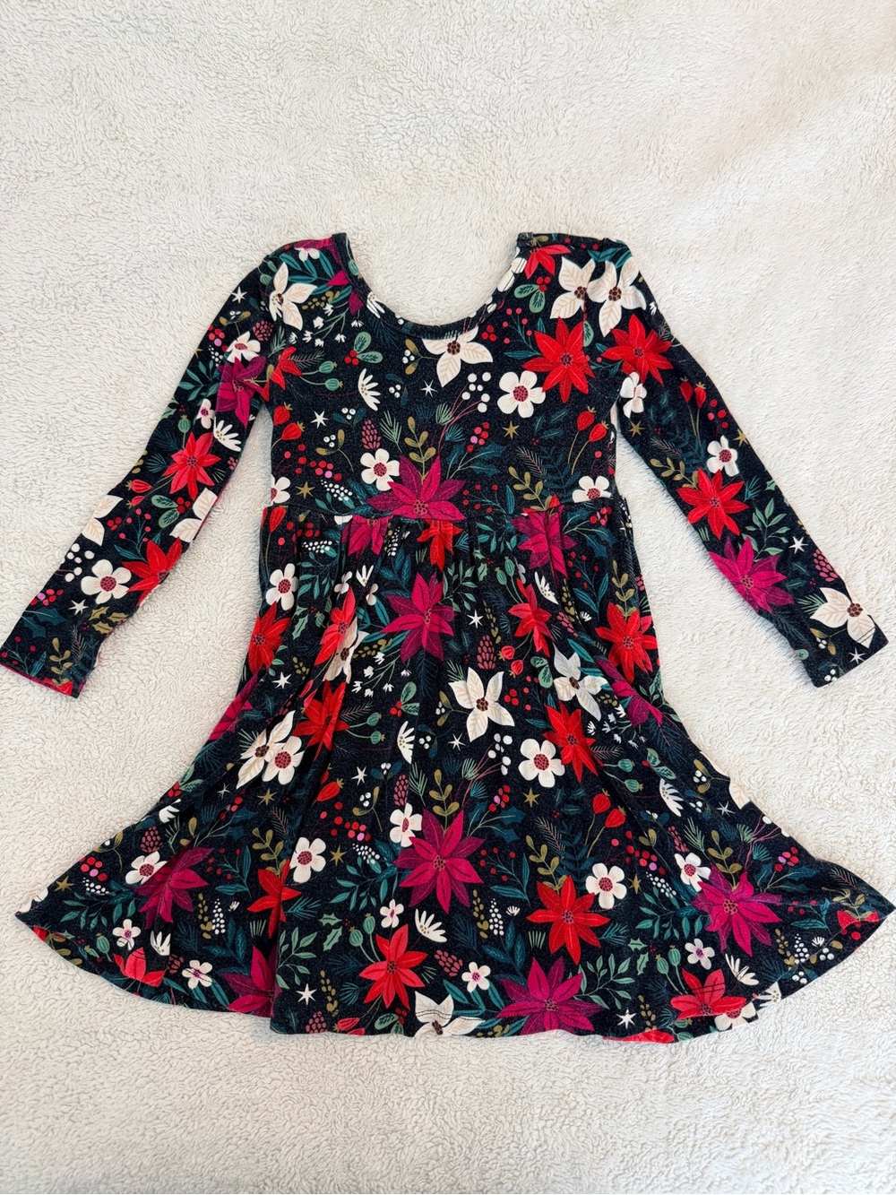 Little Sleepies Black Floral Long Sleeve Twirl Dress 3T